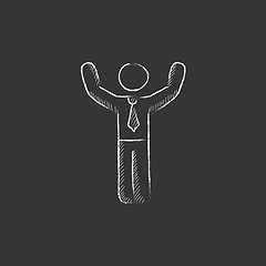 Image showing Man with raised arms. Drawn in chalk icon.