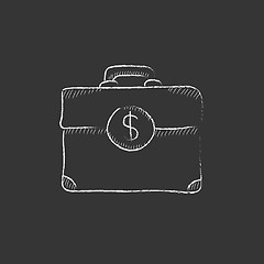 Image showing Suitcase with dollar symbol. Drawn in chalk icon.