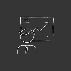 Image showing Businessman with infographic. Drawn in chalk icon.