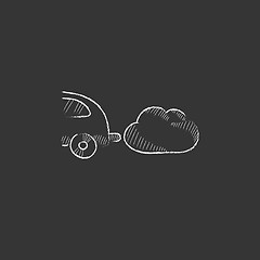 Image showing Car spewing polluting exhaust. Drawn in chalk icon.