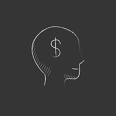 Image showing Head with dollar symbol. Drawn in chalk icon.