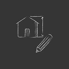 Image showing House design. Drawn in chalk icon.