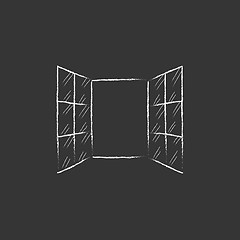 Image showing Open windows. Drawn in chalk icon.