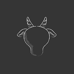 Image showing Cow head. Drawn in chalk icon.