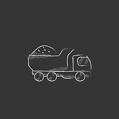 Image showing Dump truck. Drawn in chalk icon.