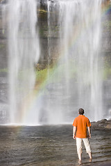 Image showing Man and waterfall