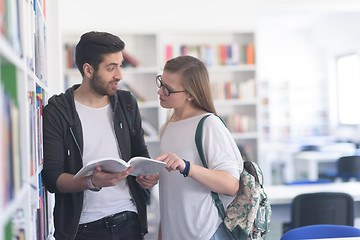 Image showing students couple  in school  library