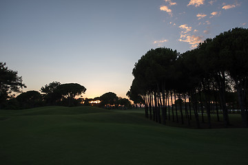 Image showing golf course on sunset