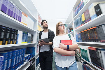 Image showing students group  in school  library