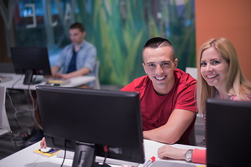 Image showing technology students group in computer lab school  classroom