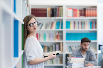 Image showing students couple  in school  library