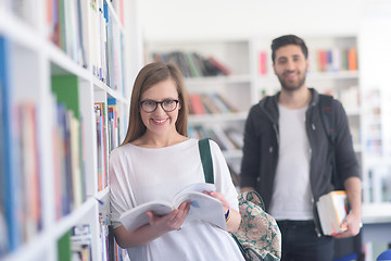 Image showing students couple  in school  library