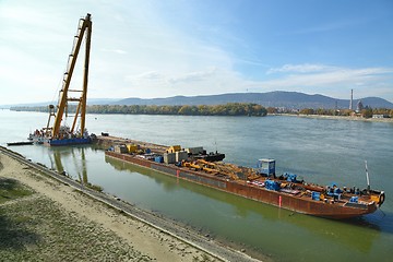 Image showing Barges with construction equipment