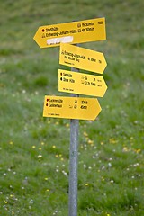 Image showing Direction signs in the Alps