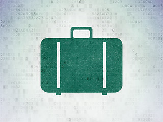 Image showing Vacation concept: Bag on Digital Data Paper background