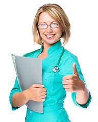 Image showing Portrait of a woman wearing doctor uniform