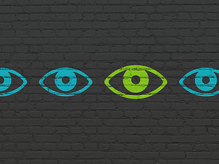 Image showing Privacy concept: eye icon on wall background