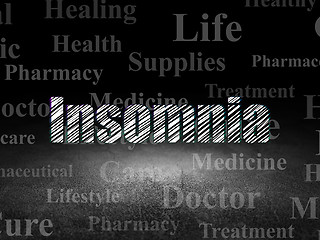 Image showing Health concept: Insomnia in grunge dark room