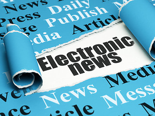 Image showing News concept: black text Electronic News under the piece of  torn paper
