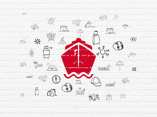 Image showing Vacation concept: Ship on wall background