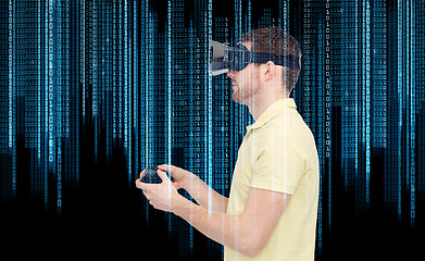 Image showing man in virtual reality headset or 3d glasses