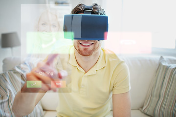 Image showing young man in virtual reality headset or 3d glasses