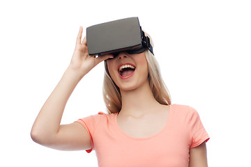 Image showing woman in virtual reality headset or 3d glasses