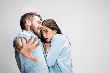 Image showing Emotional facial expression of woman an man