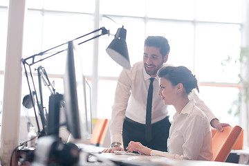 Image showing business couple working together on project