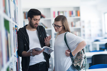 Image showing students couple  in school  library