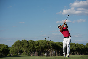 Image showing golf player hitting long shot