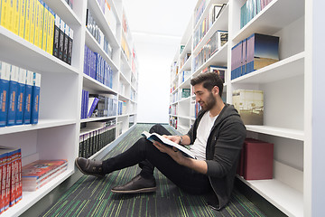 Image showing student study  in school library