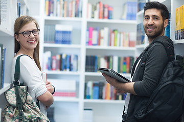 Image showing students group  in school  library