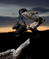 Image showing Camera in sunset