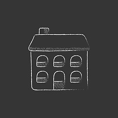 Image showing Two storey detached house. Drawn in chalk icon.