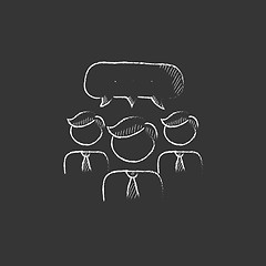 Image showing People with speech square above their heads. Drawn in chalk icon.