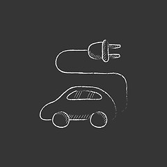 Image showing Electric car. Drawn in chalk icon.