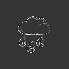 Image showing Radioactive cloud and rain. Drawn in chalk icon.