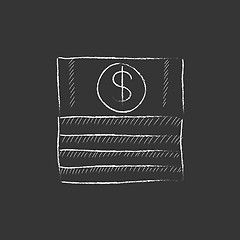 Image showing Stack of dollar bills. Drawn in chalk icon.