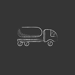 Image showing Fuel truck. Drawn in chalk icon.