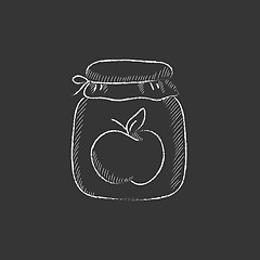 Image showing Apple jam jar. Drawn in chalk icon.