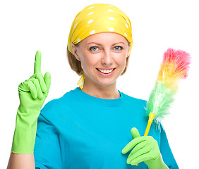 Image showing Young woman as a cleaning maid