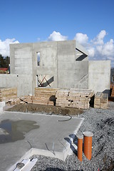 Image showing Concrete foundation for house