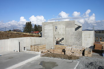 Image showing Concrete foundation for house