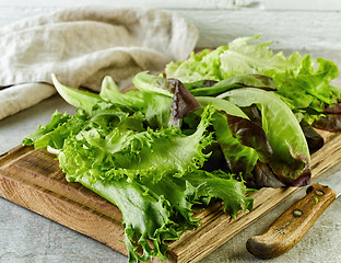 Image showing fresh lettuce on wooden cutting board