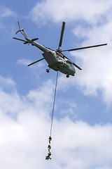 Image showing Military special forces with a helicopter