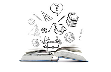 Image showing open book and school doodles