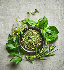 Image showing bowl of dried herbs