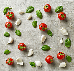 Image showing fresh vegetables on gray stone background