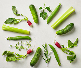 Image showing various fresh raw herbs and vegetables